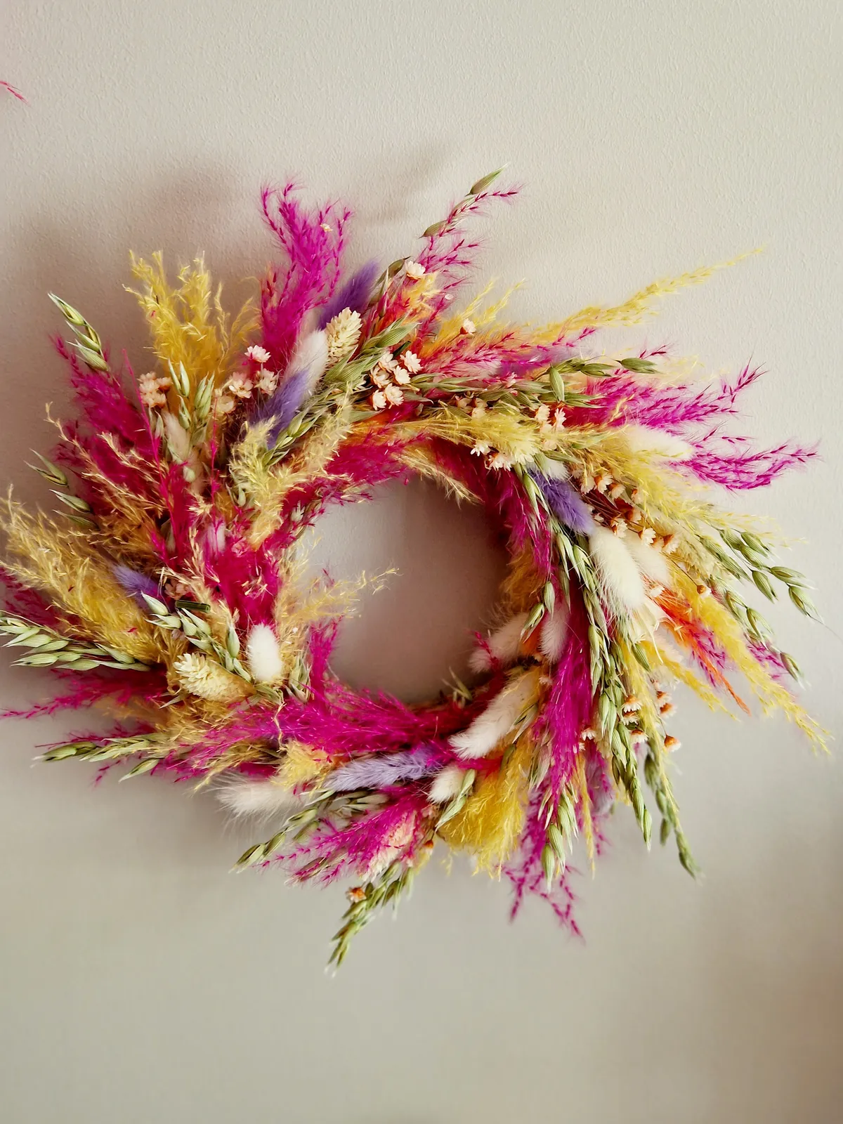 Couronne de fleurs séchées multicolore