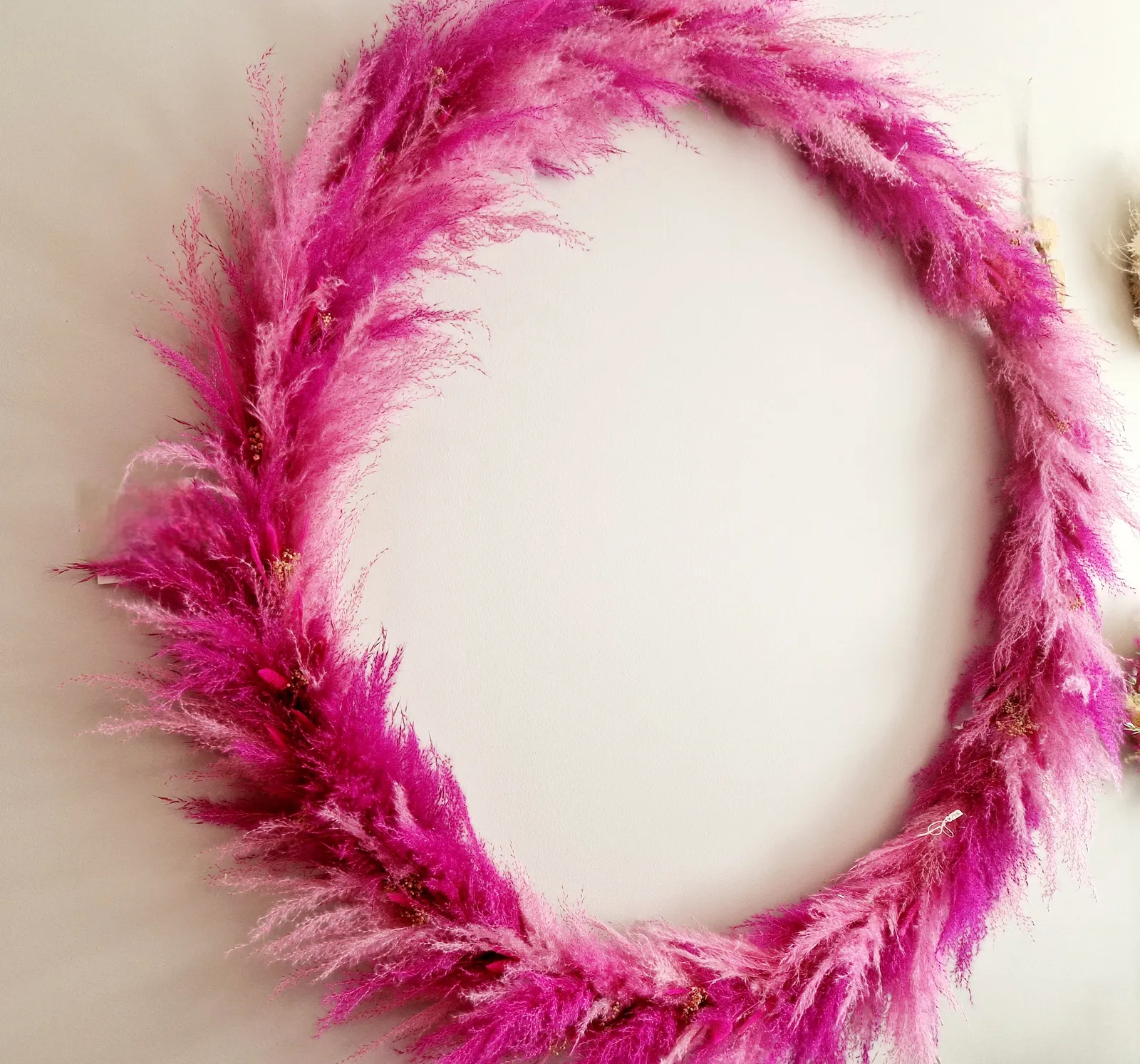 Couronne en pampa rose