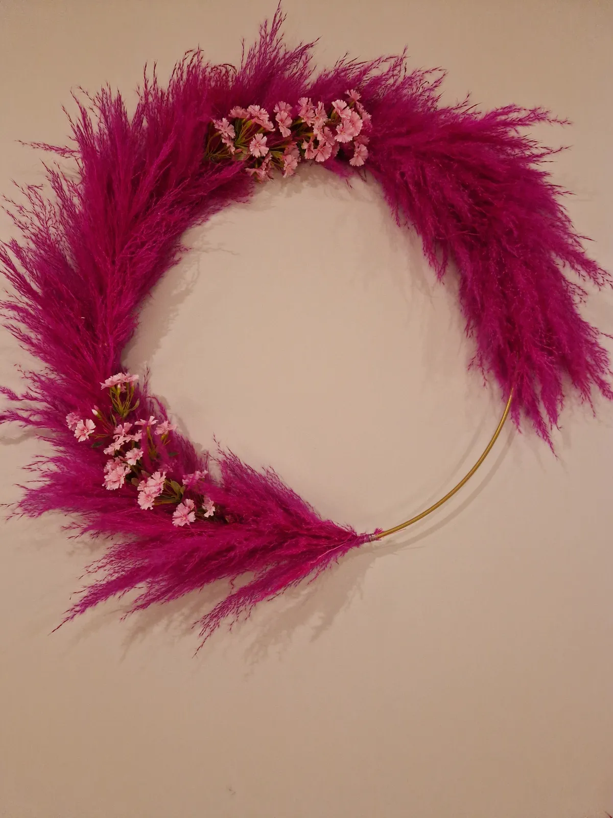 Couronne en pampa et fleurs en soie