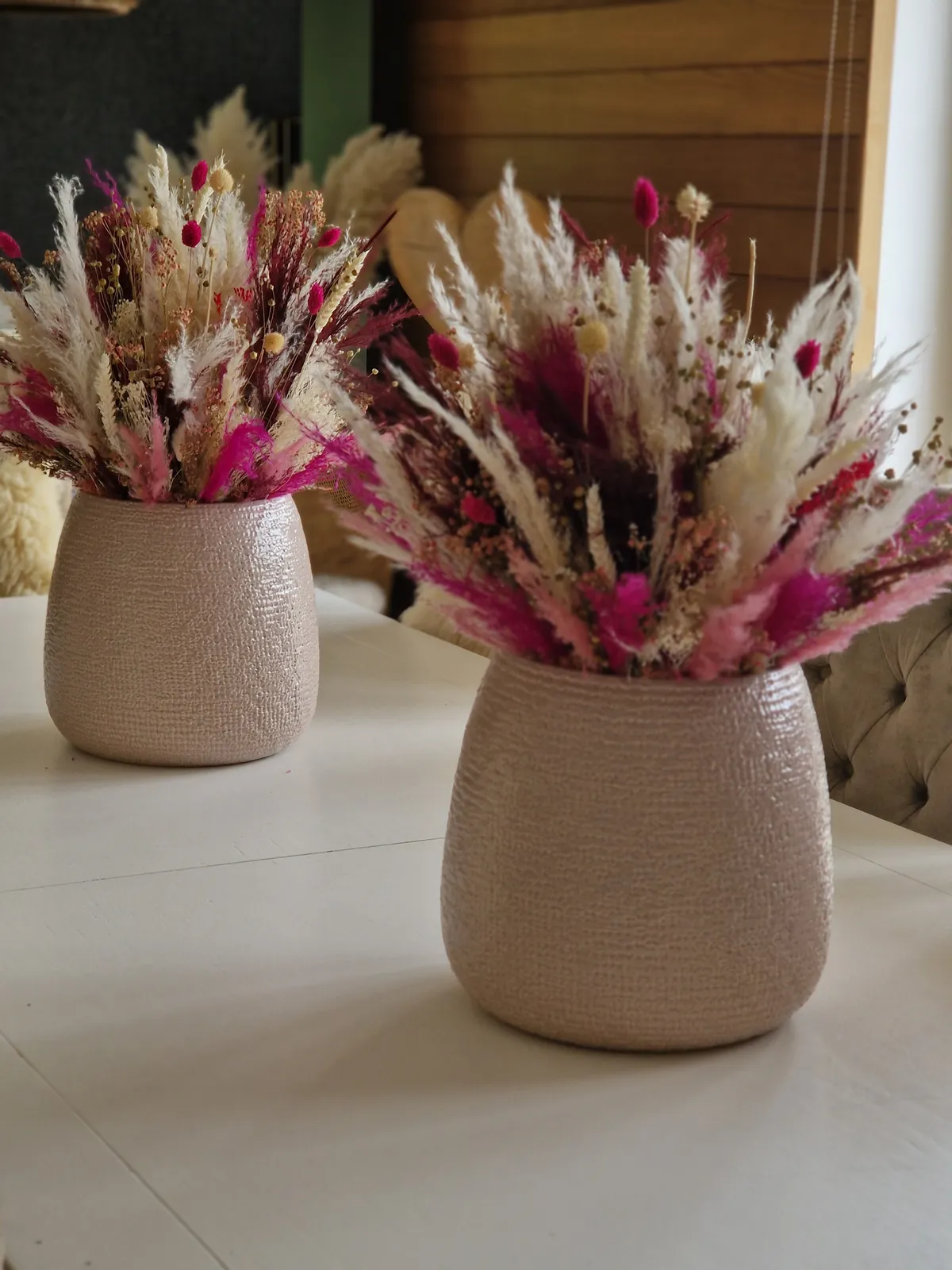 Duo de vases en fleurs séchées