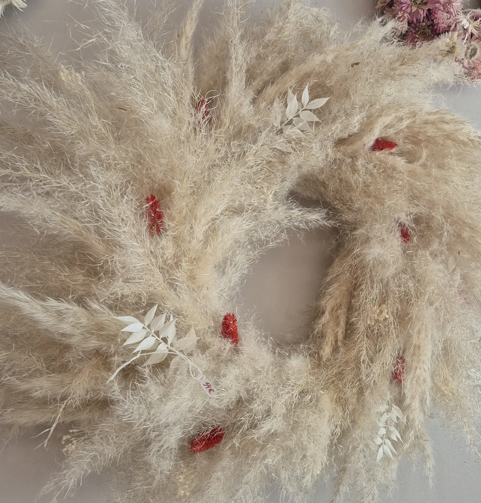 Couronne de pampa et fleurs séchées