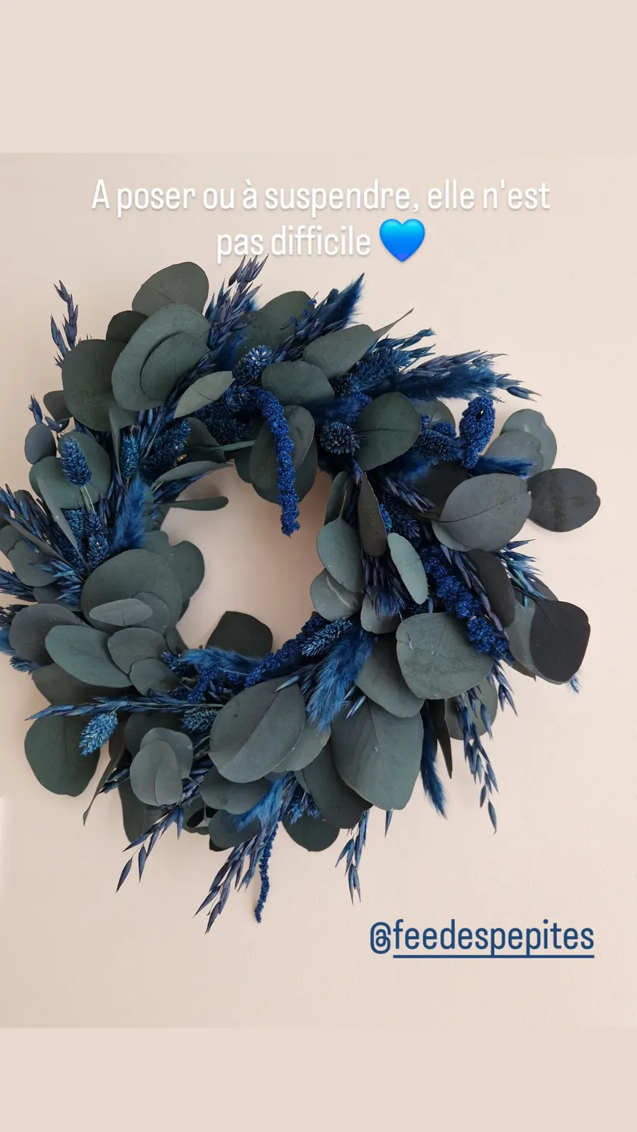 Couronne d'eucalyptus séché bleuté