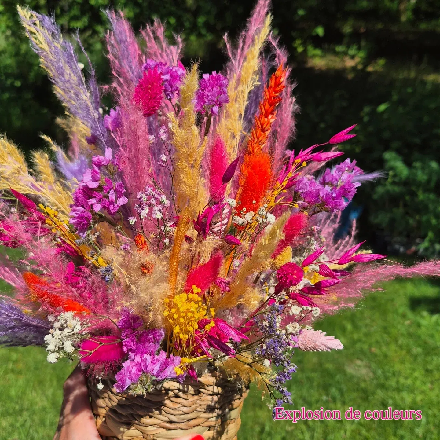 Bouquet de fleurs séchées multicolore