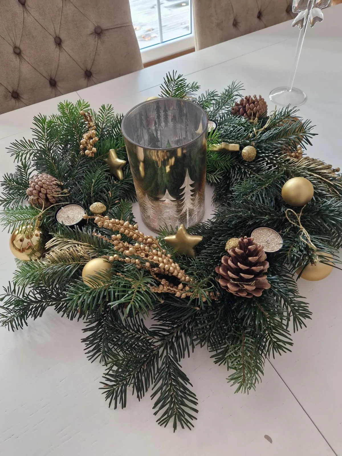 Couronne de table en vrai sapin